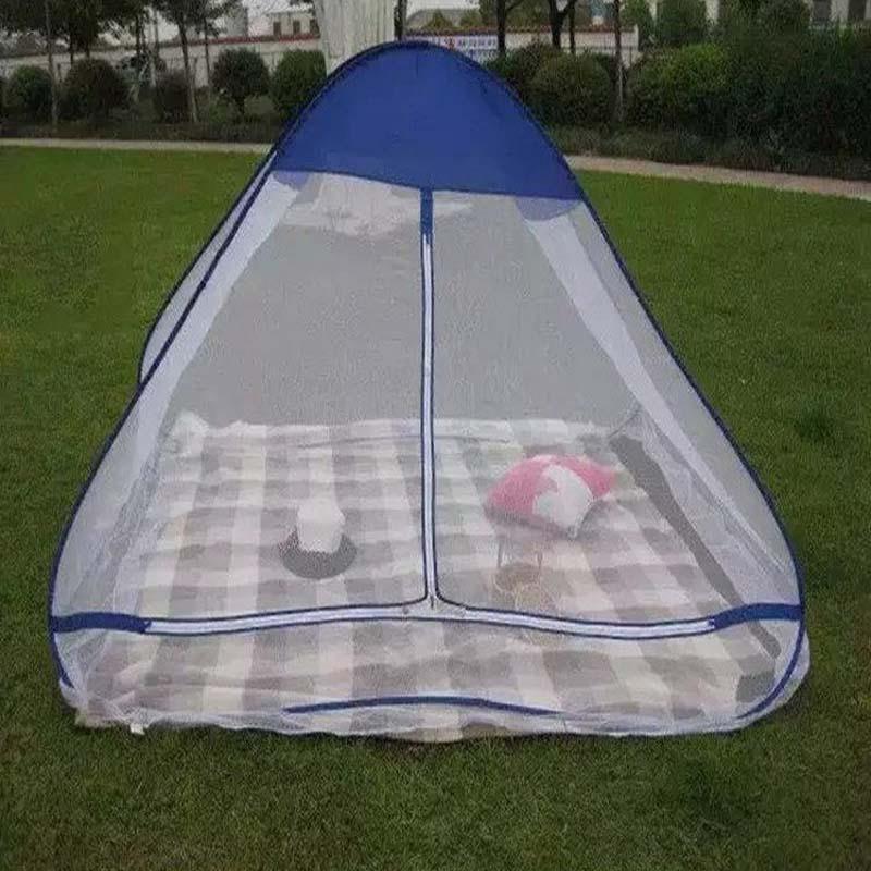 户外免安装尖顶蚊帐无底单人钢丝蚊帐折叠防蚊叮咬蚊帐