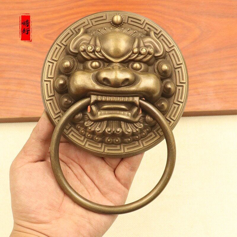 大门拉手古铜兽头门环狮子头麒麟头虎头仿古把手复古木门拉环