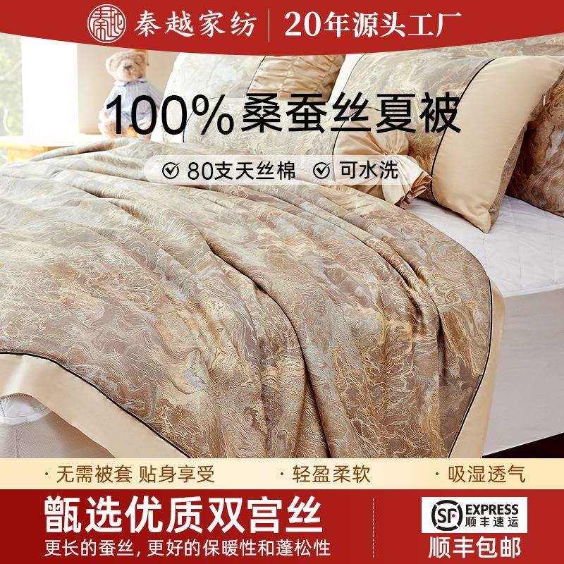 桐乡蚕丝被100桑蚕丝高端80支天丝可水洗蚕丝被单人双人A类夏凉被