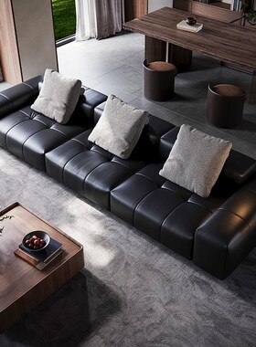 saba像素沙发意式极简真皮沙发原版设计师模块沙发轻奢直排沙发