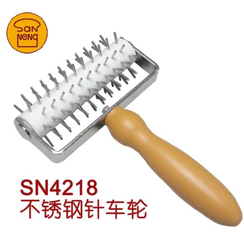 三能烘焙器具 SN4218 不锈钢针车轮 比萨披萨饼干面包打孔器 滚针