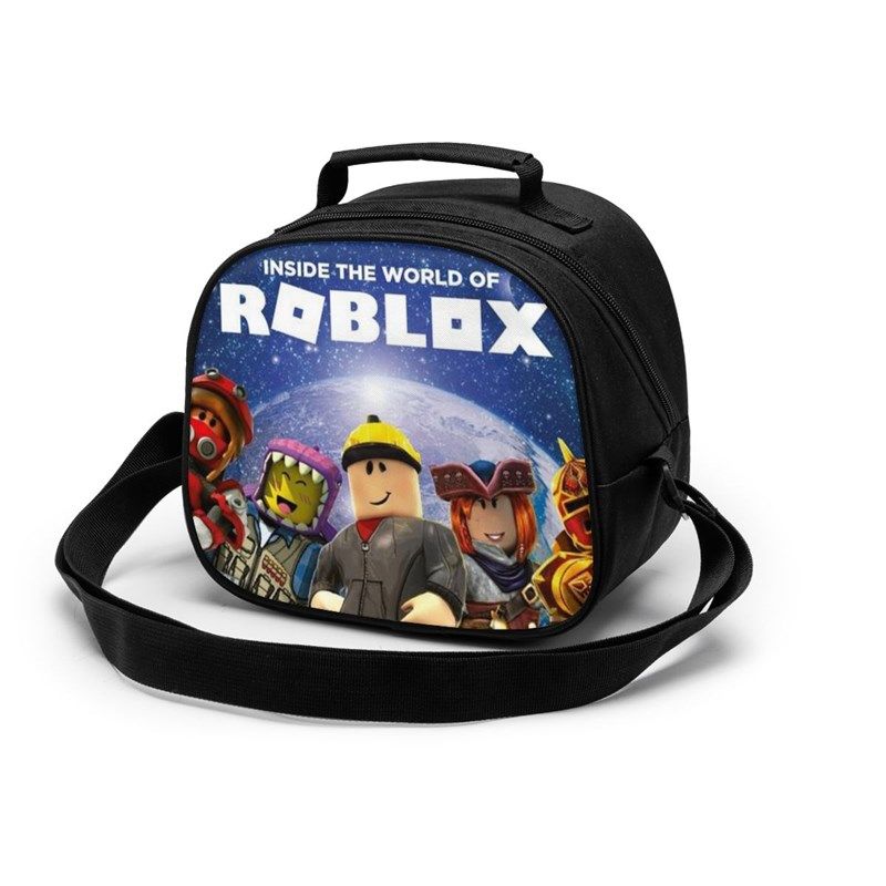 Roblox儿童校园午餐包户外野餐便当包斜跨手提冰袋可保温饭盒背包