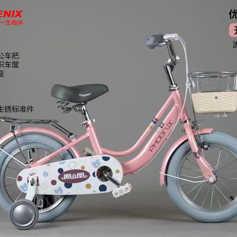 凤凰儿童自行车女孩3岁4-6-7-10岁宝宝脚踏车男孩单车女童公主款