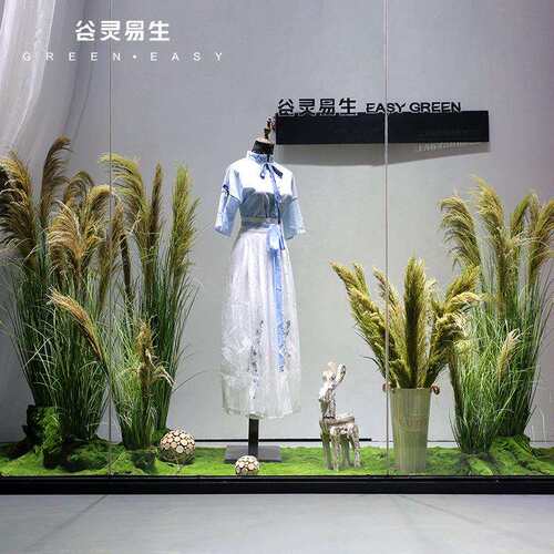 仿真芦苇草景观网红盆栽室内外装饰楼梯橱窗大型落地植物造景设计