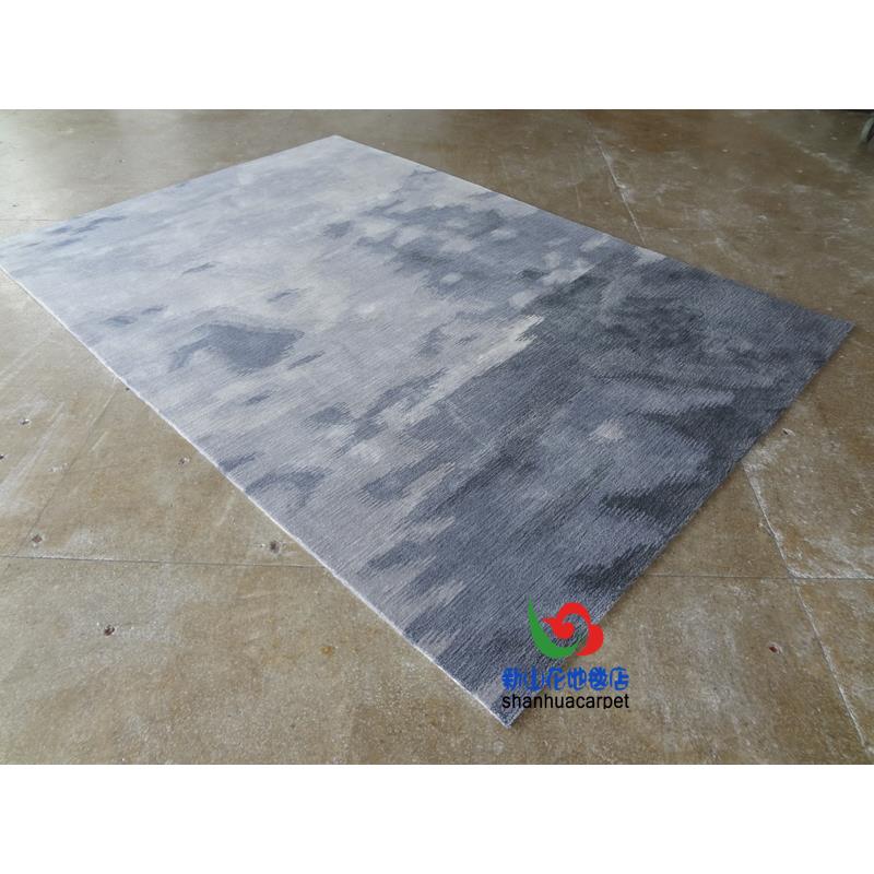 新中式灰色抽象水墨画样板房客厅茶几沙发地毯大厅办公室接待室