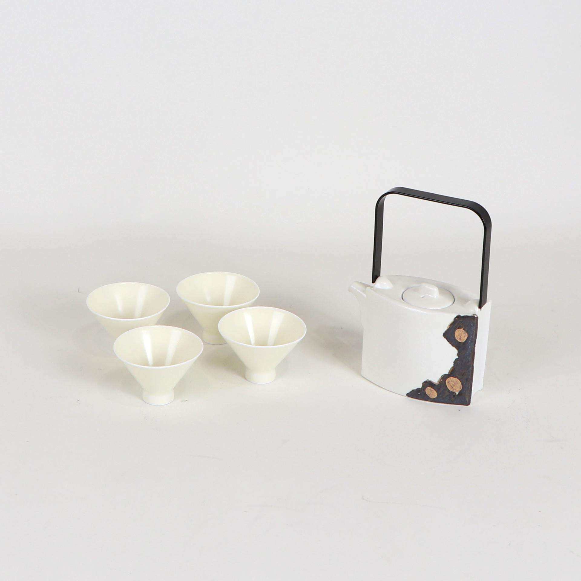 新中式禅意陶瓷茶具套装白色釉茶壶茶杯茶盘客厅高端软装饰品摆件