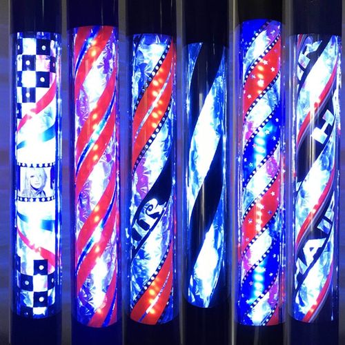 美发转灯理发店发廊用户外挂墙超亮多彩LED节能半圆小灯箱