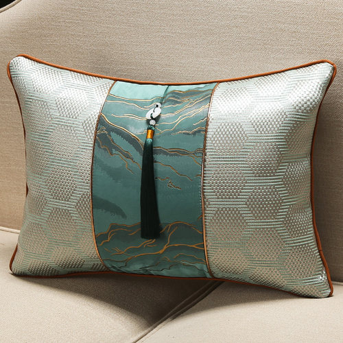 冰丝凉席拼接抱枕夏季款新中式靠枕套沙发透气床头靠垫办公室腰枕