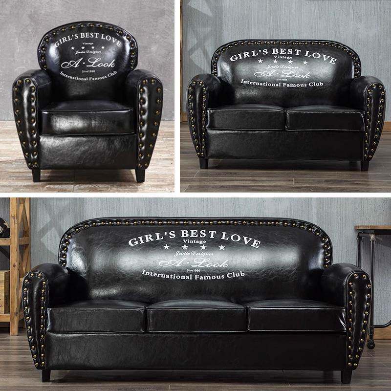 复古单人小户型沙发双人酒吧咖啡厅卡座三人服装店卧室座椅皮布