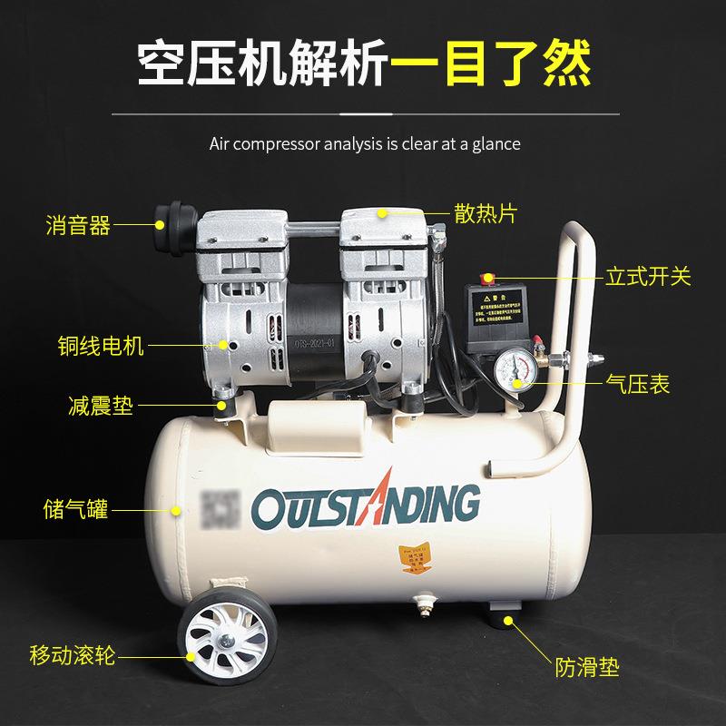 小型750W30L空压机气柱卷材气柱袋无油静音低音高压外接充气机