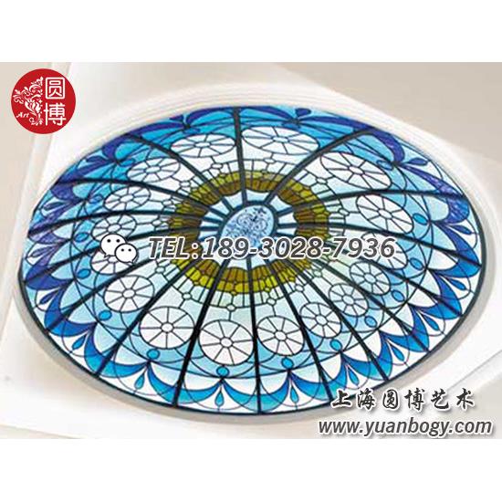 彩绘热弯玻璃穹顶彩色玻璃穹顶上海圆博