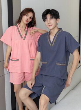 汗蒸服女纯男大码端侣情士浴服高全加肥客人睡衣足疗按摩AAA66580