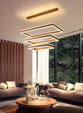 梦具迪代风格客吊灯厅灯餐厅简约卧室灯创现意长方形大气无极MDDS