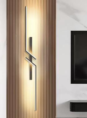 现代约极简长条壁灯意创灯卧室床头简格栅客厅电81714视沙发背景