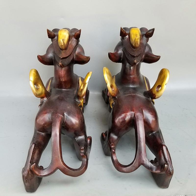 家用大号铜貔貅纳福翅膀独角兽一对铜天禄家用定办公工艺品做摆件