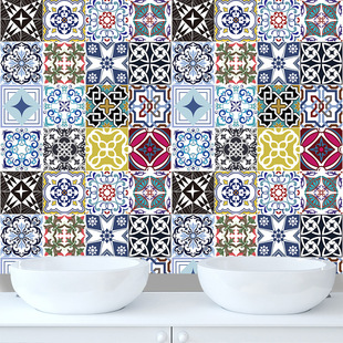 花纹瓷砖贴地板楼梯贴腰线厨房浴室公寓客厅翻新装饰自粘墙贴纸画