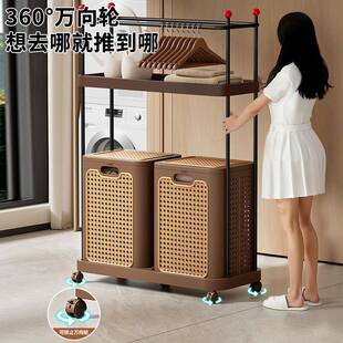 中风物脏衣篮3476用挂衣架置架浴室古卫生间多功家能带轮脏衣服收