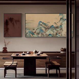 千里江山图客装厅沙发HLT-289背景墙画山水画新中式饰室书房茶室