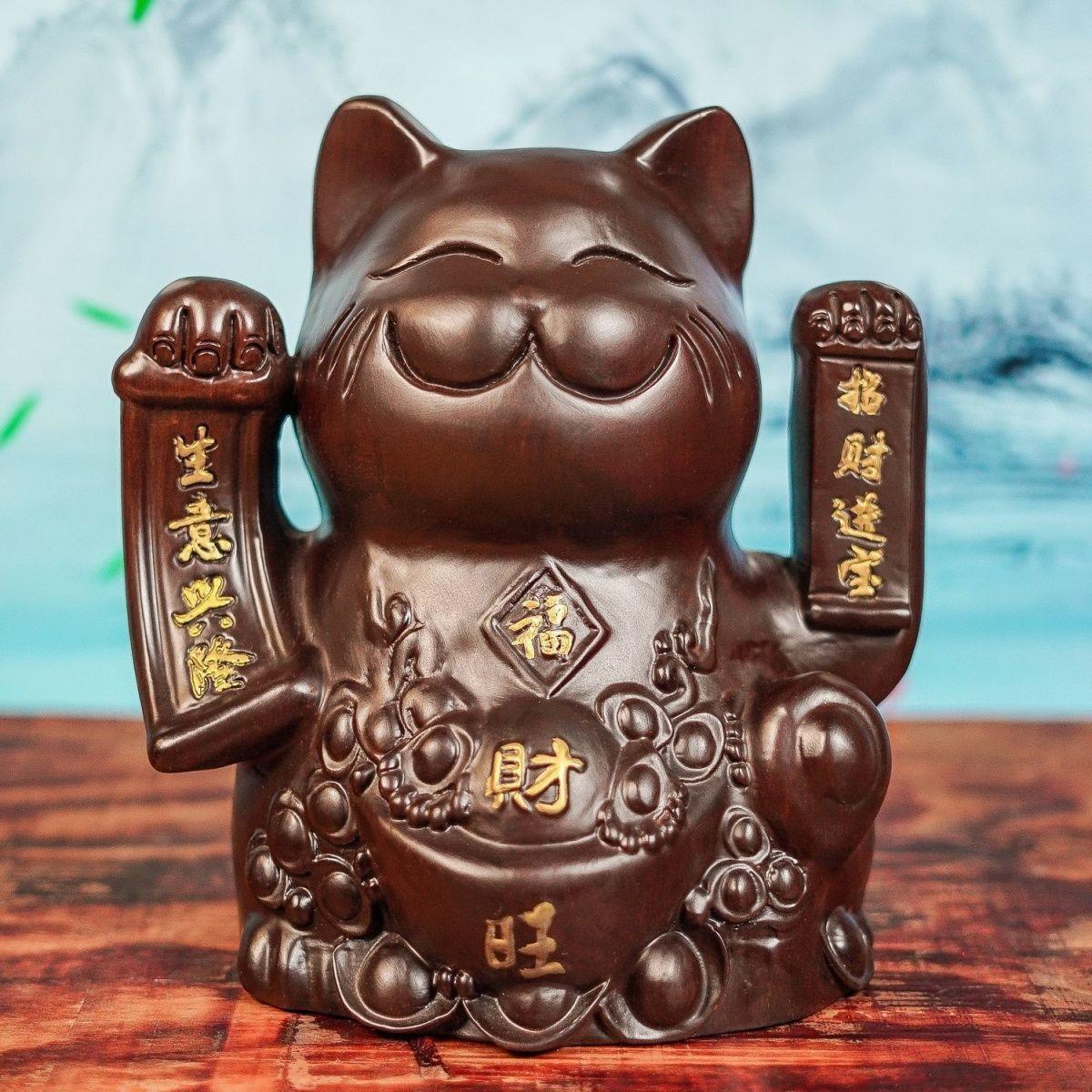 黑檀木招财猫摆件实木雕