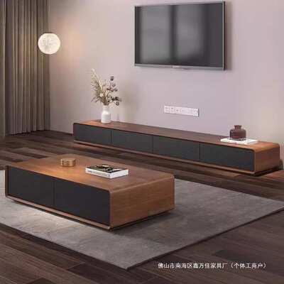 北欧古风电视柜实木客厅家用茶几地柜组合现代简约大小户型电视柜