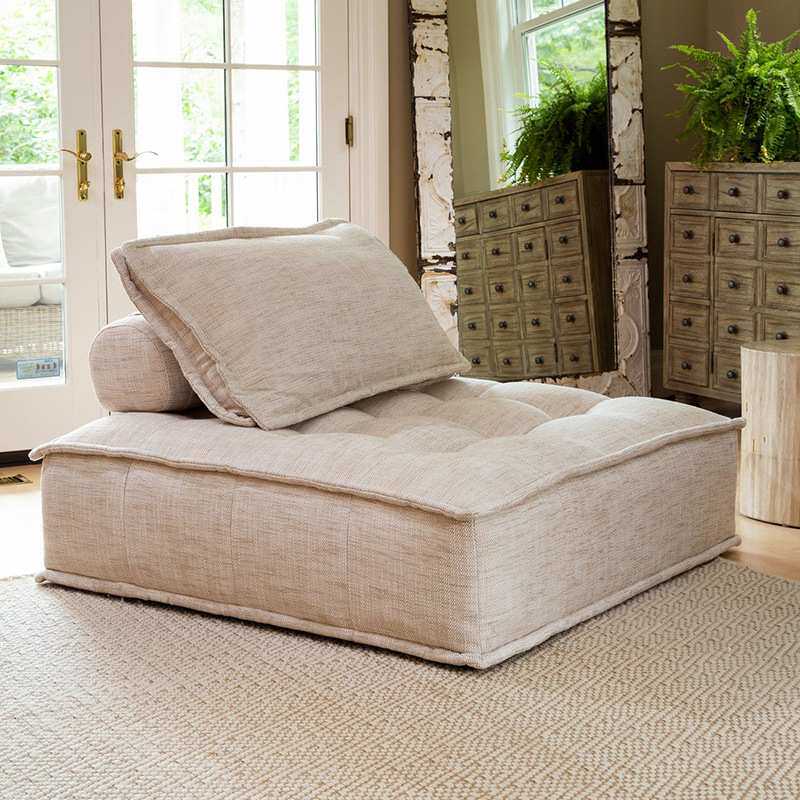 北欧布艺沙发客厅组合无扶手皮埃蒙特单人位三人懒人皮革组合沙发