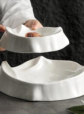 异形子高感轻奢陶瓷创品意GSA酒店法式级甜白色凉菜盘高端西餐餐