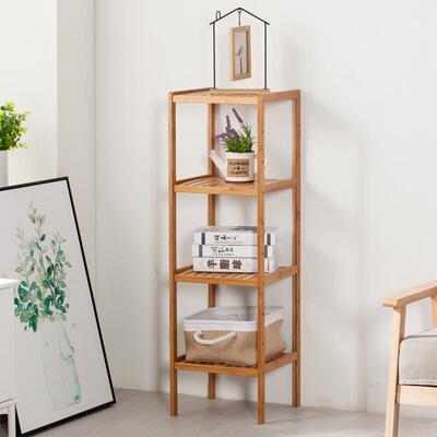 楠竹厅书架实浴木收纳厨储房物架卫客生间室置物架落地87530层架