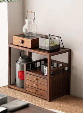 胡桃架木桌面置物古茶具小型纳架收实木茶饼盒dat020客厅茶室博架