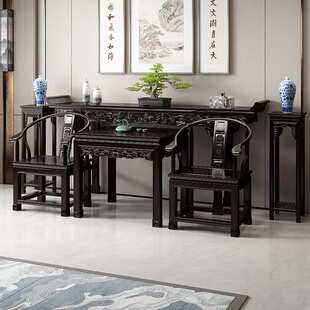 实木中堂六件套条案农村八仙桌家用长条桌供桌客厅财神桌案台条台