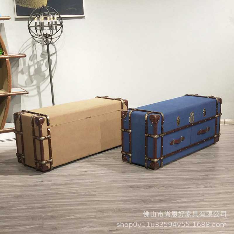 美式个性创意帆布电视柜loft工业风复古客厅服装店酒吧藤条储物柜