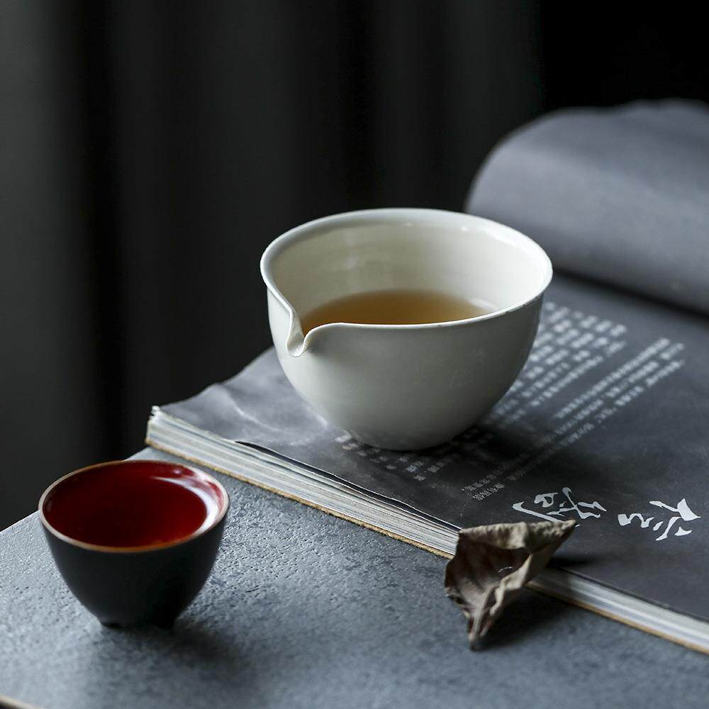 晴先生复古景德镇手工草木灰釉公道杯匀杯海棠口素雅随型分茶器