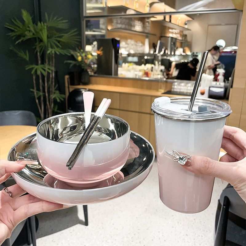 套装颜值款一人食餐具不锈钢碗筷单人老板娘一套组合自用碗盘
