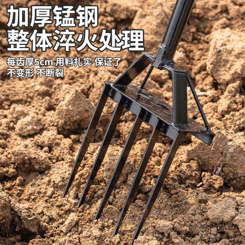 翻地松土翻土家用钢叉深翻器人工锄头挖地叉子农用工具大E18