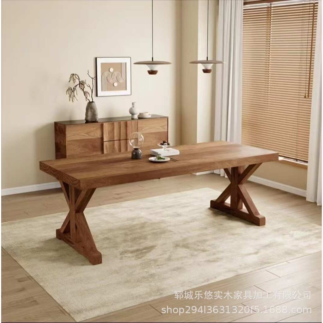 实木复古餐桌原木民宿茶桌吧台老榆木洽谈桌风化木板桌老板泡茶桌