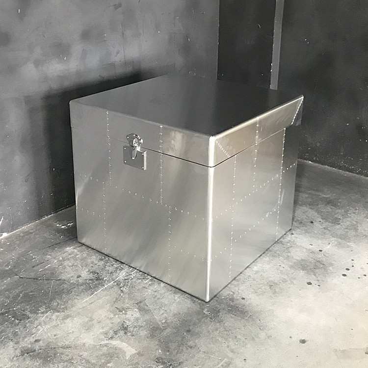loft工业风铝皮边几角几创意个性客厅沙发复古箱式床头柜铆钉收纳