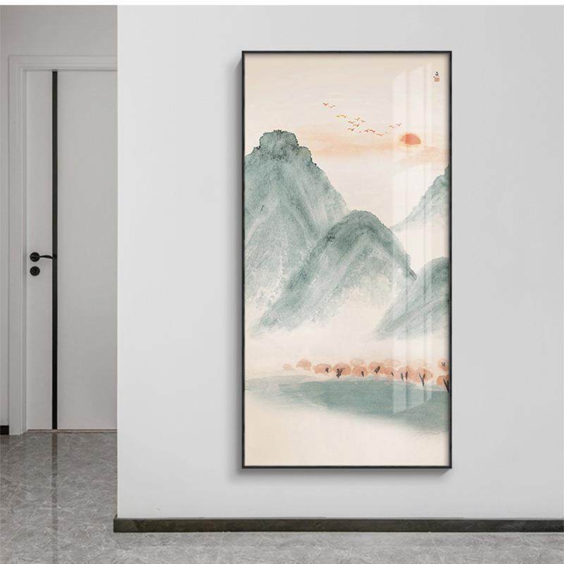 新中式玄关禅意山水装饰画进门入户客厅竖版走廊餐厅茶室墙面挂画,电子元器件市场,其它元器件,淘宝优惠券,粉丝福利购,淘宝优惠卷