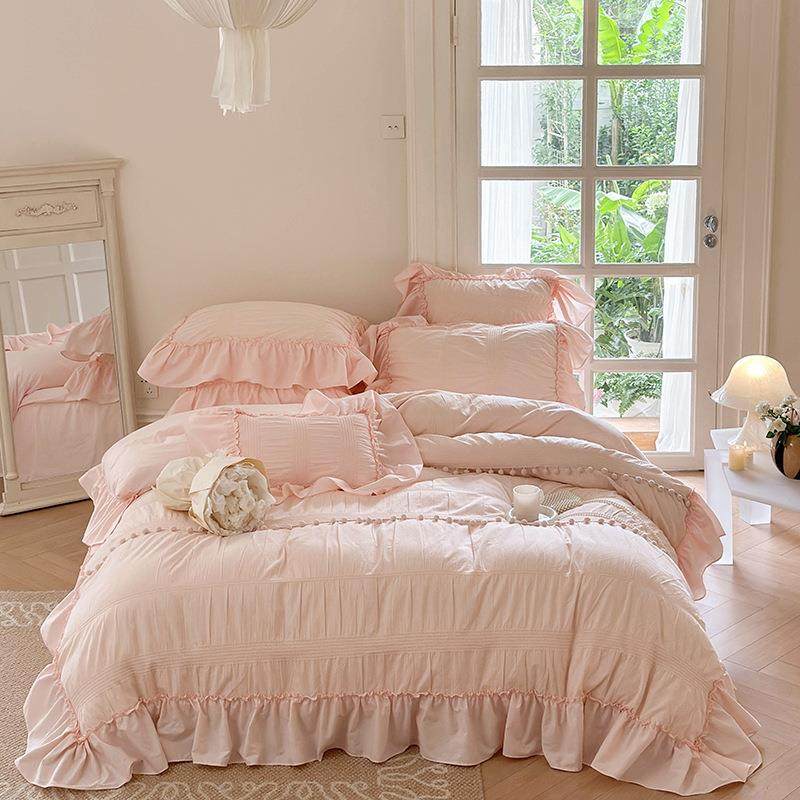 公主风全棉水洗棉四件套高级浪漫法式纯棉四件套花边款床上四件套,电子元器件市场,其它元器件,淘宝优惠券,粉丝福利购,淘宝优惠卷