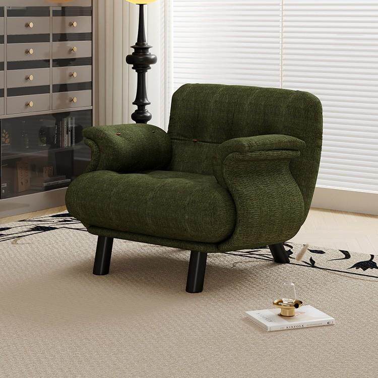 法式中古奶油风单人沙发椅双人小户型客厅懒人布艺高脚卧室休闲椅