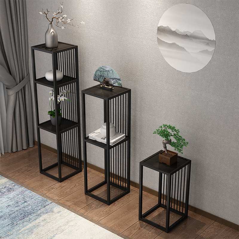 金色铁艺多层展示架客厅室内绿萝落地式花架 茶楼花艺盆景置物架