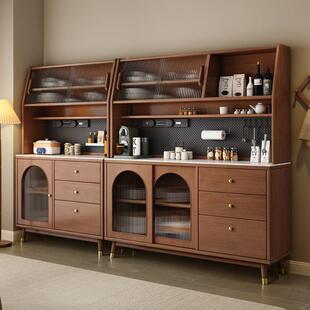 青罗记2025新款实木餐桌家用餐边柜新中式收纳储物餐桌餐边柜长桌