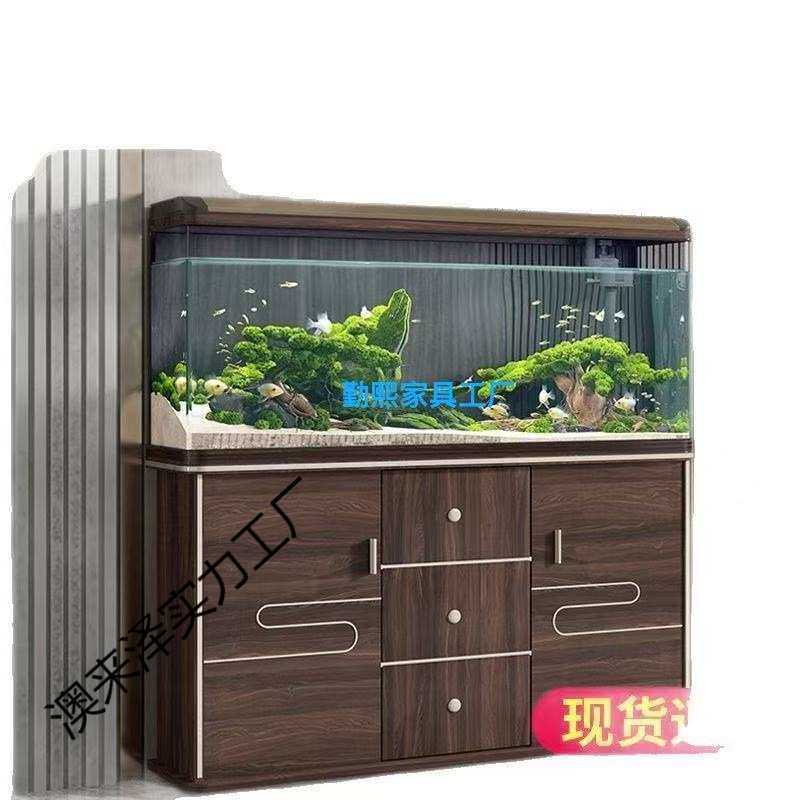 鱼缸一体成型套餐鱼缸客厅家用懒人免换水智能显示器金鱼缸带地柜