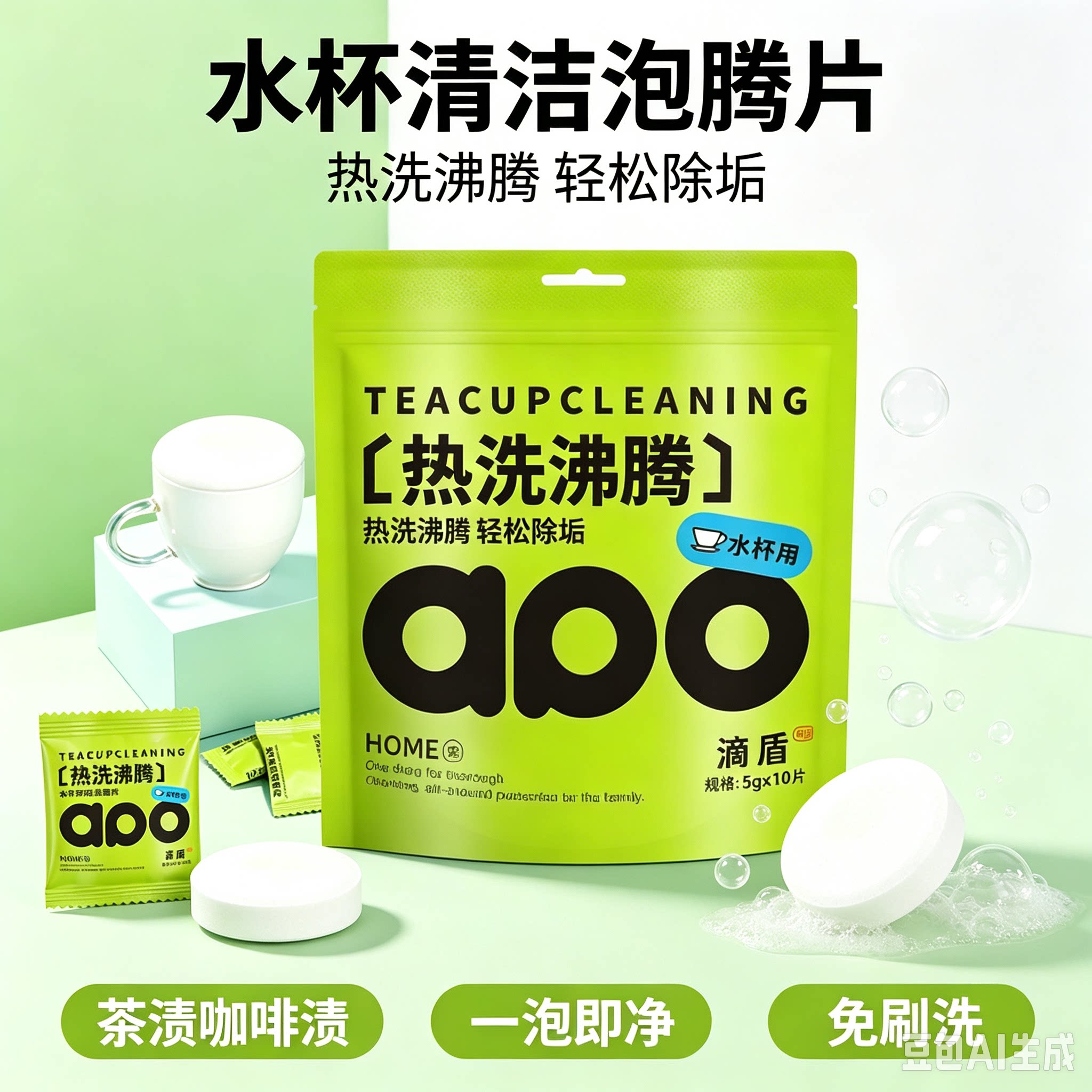 水杯清洁泡腾片非柠檬酸除垢剂茶垢清洁剂洗杯子去污清洗剂XZ③