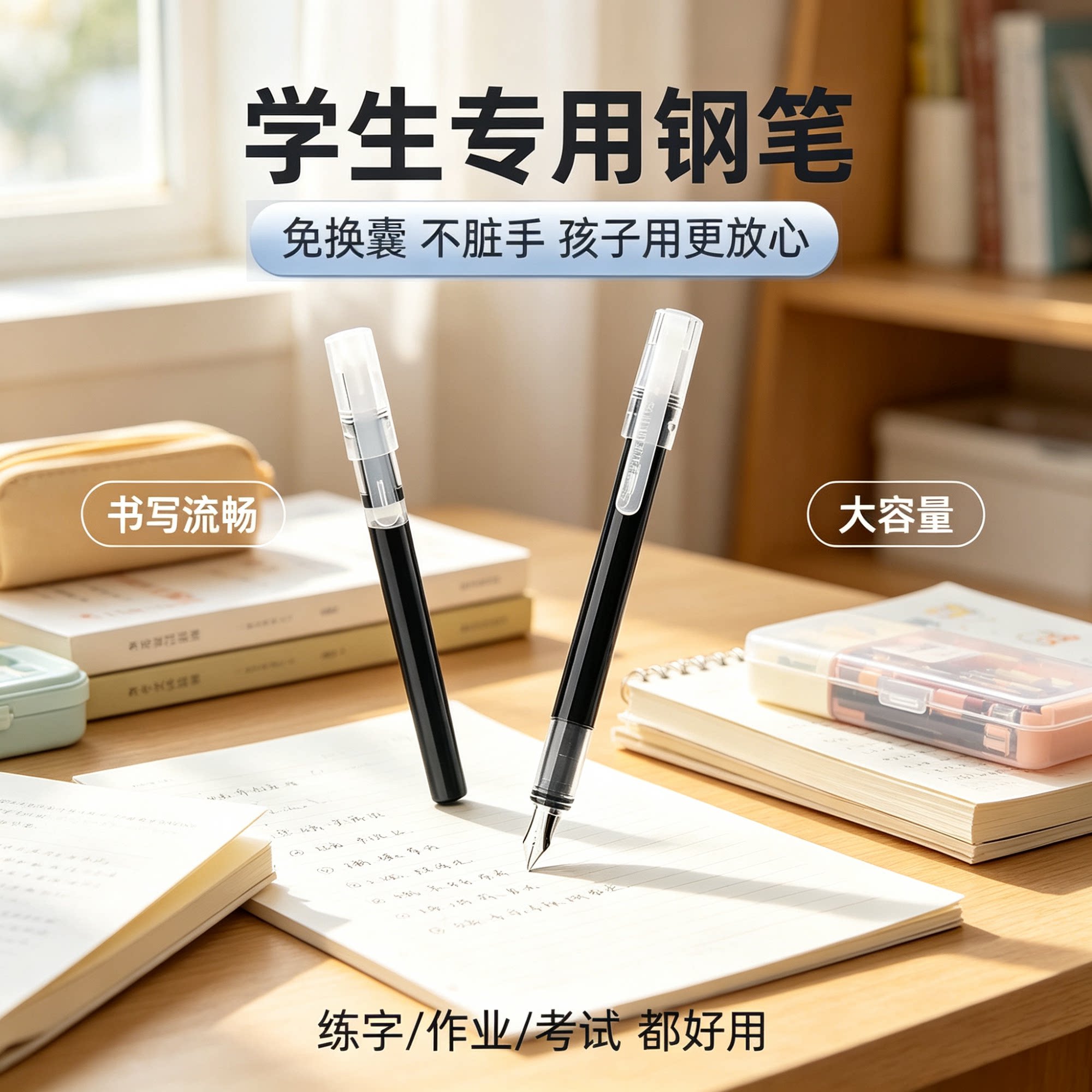 【老师推荐】大容量直液练字钢笔面环墨囊钢笔三年级小学生专用WL