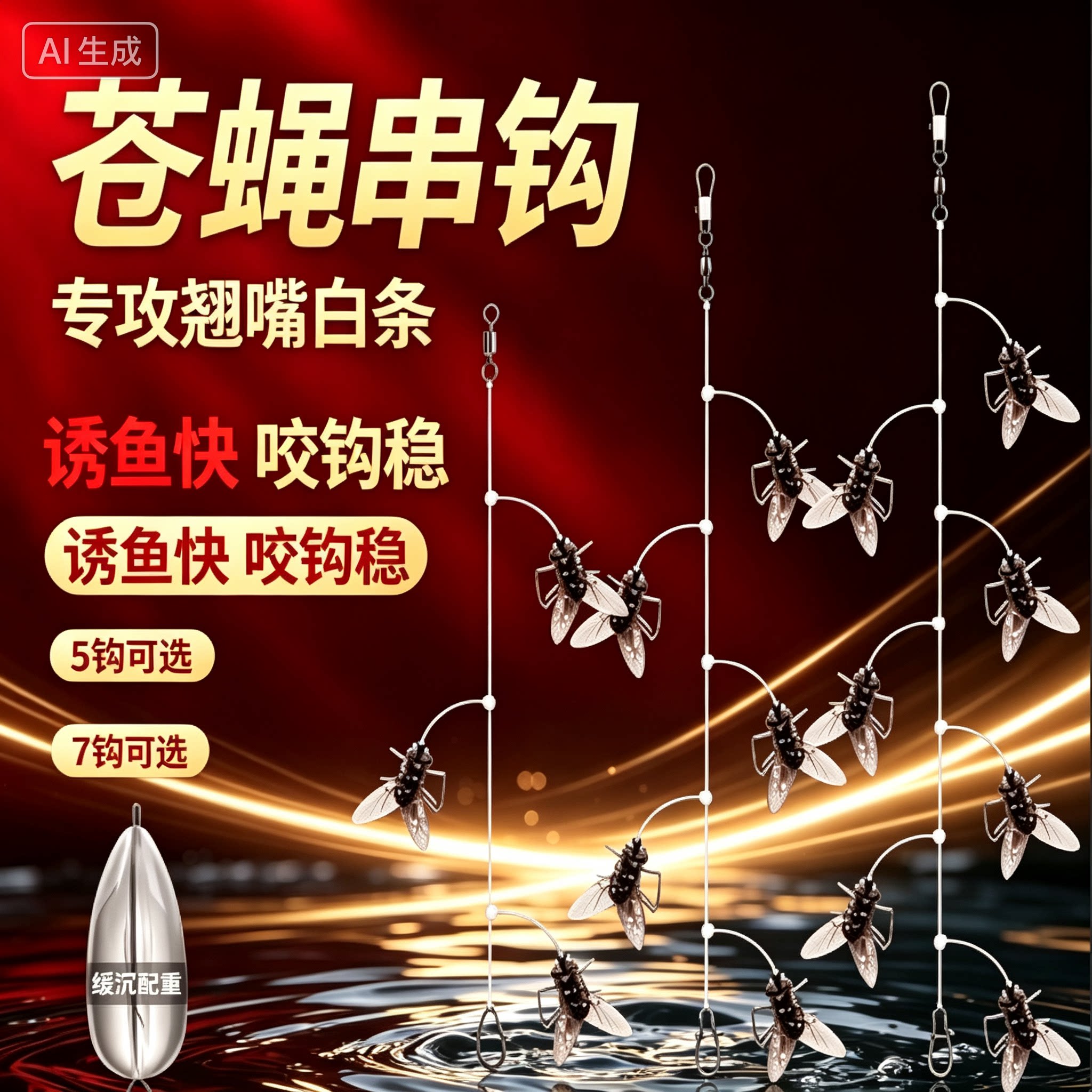 【苍蝇串钩】7星5星串钩绑好苍蝇软饵飞蝇钩钓马口白条微物路亚JH