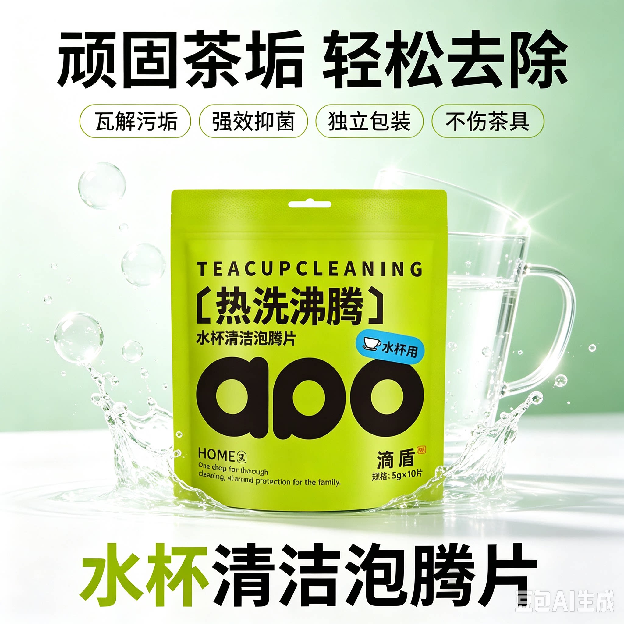 水杯清洁泡腾片非柠檬酸除垢剂茶垢清洁剂洗杯子去污清洗剂JH