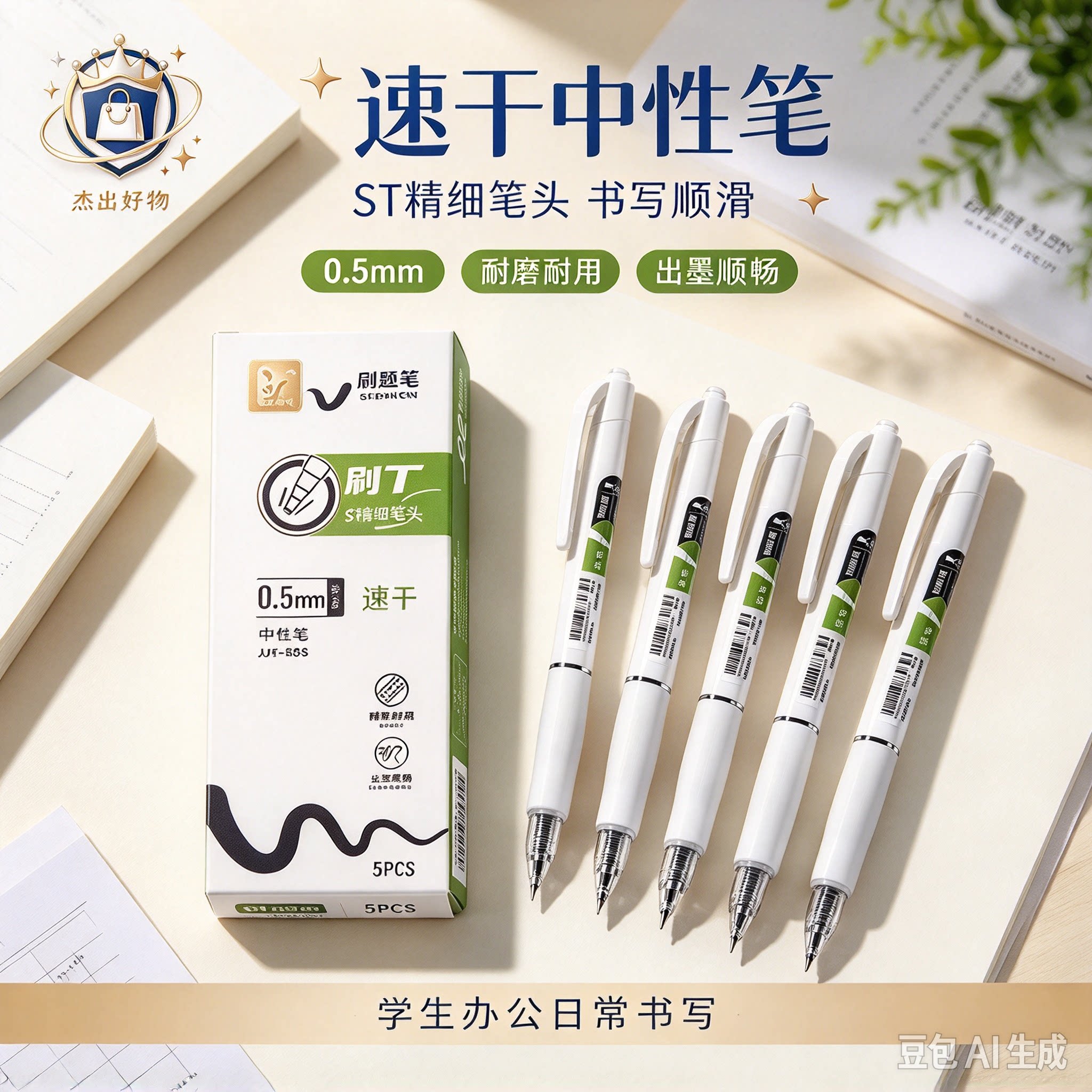 【买10支送10支】S808速干刷题笔学生中性笔ST头秒干签字黑笔HF6