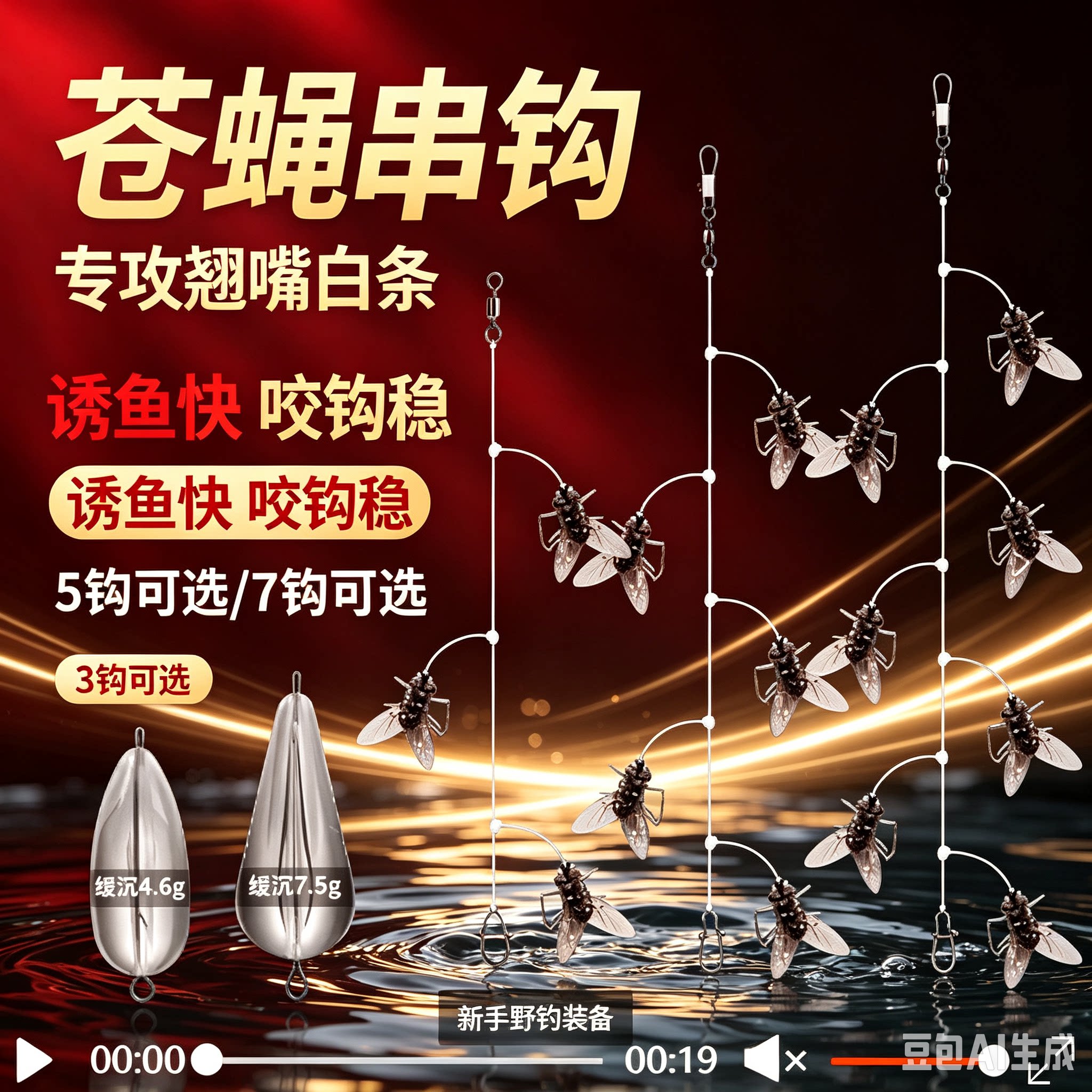 【苍蝇串钩】7星5星串钩绑好苍蝇软饵飞蝇钩钓马口白条微物路亚XZ