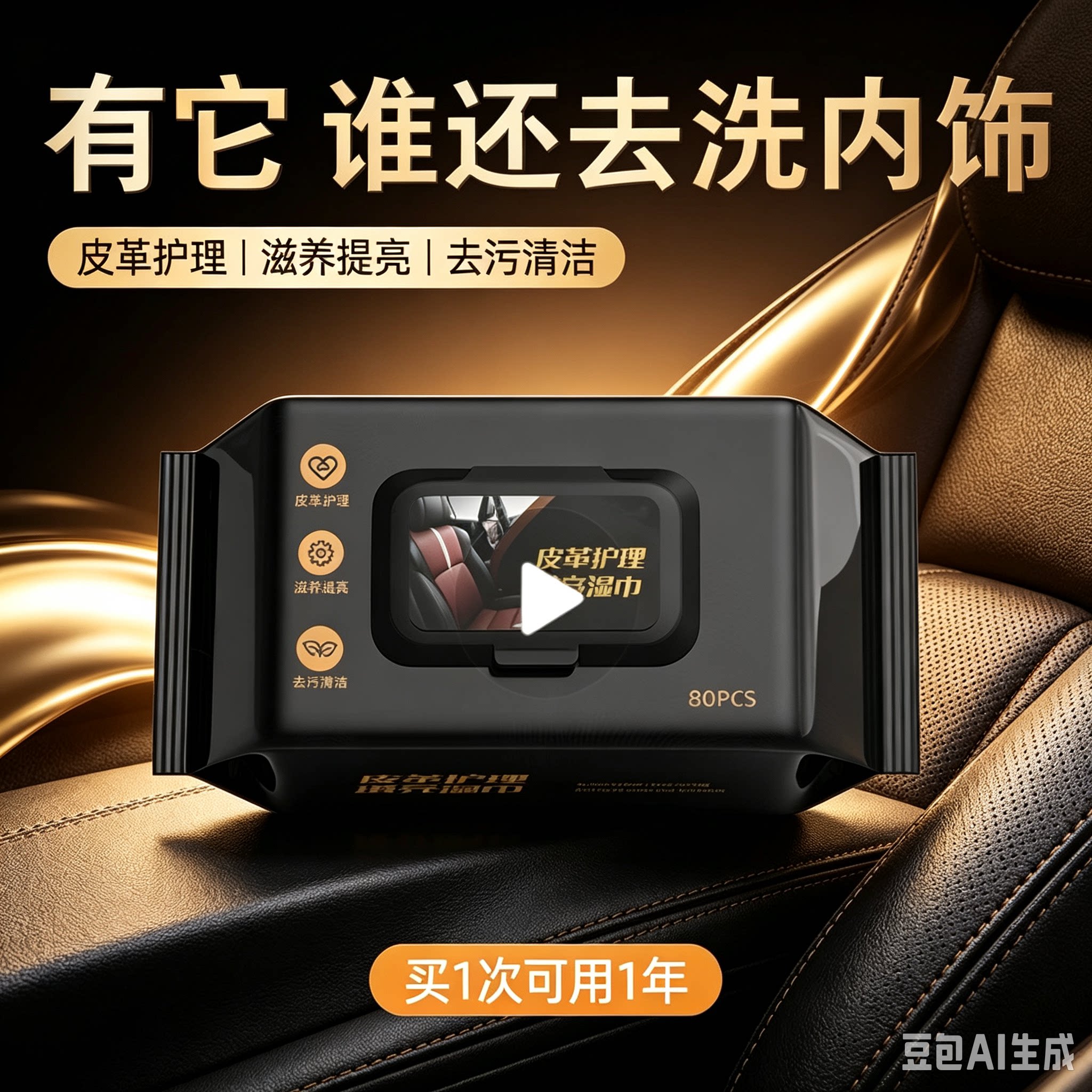 汽车内饰清洁镀膜湿巾车用皮革座椅强力去污渍多功能擦车神器XZ②