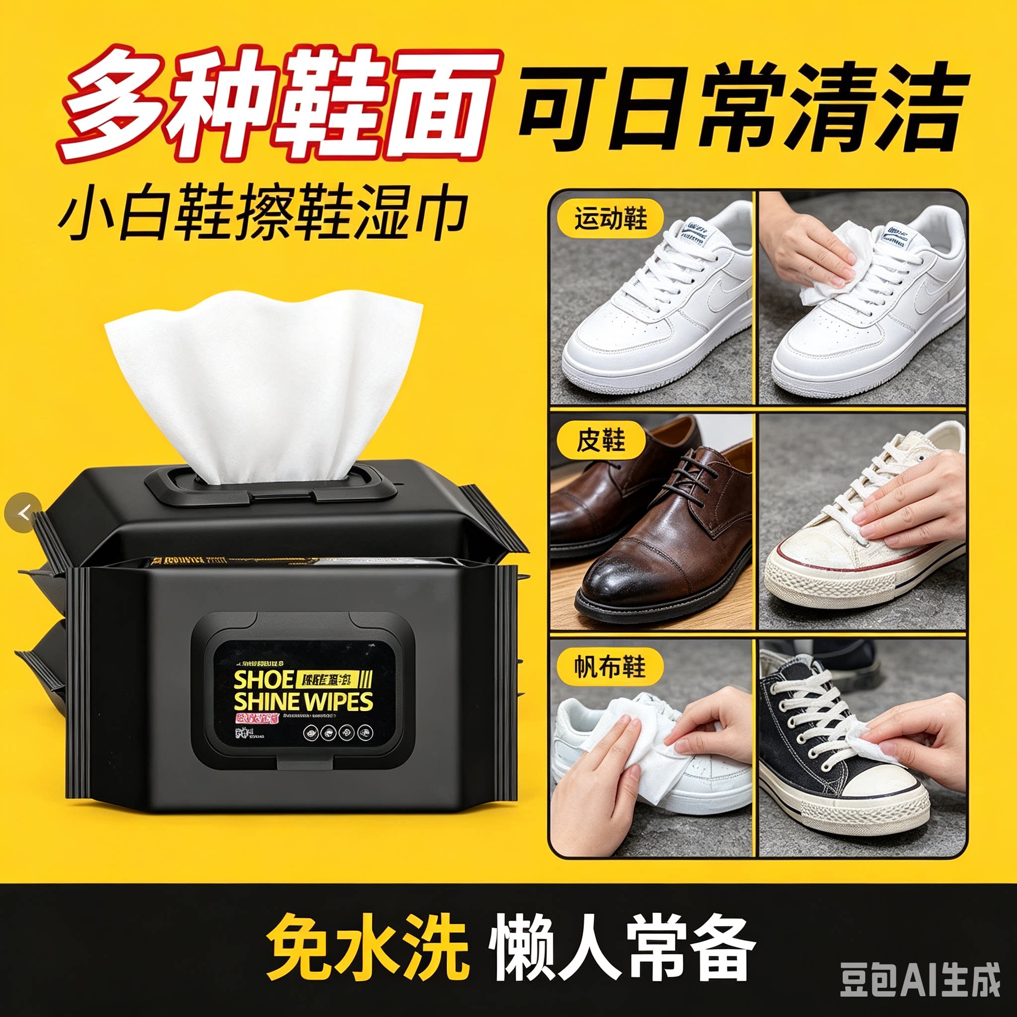 【下单立减50】小白鞋擦鞋湿巾免水洗去污清洁便携家用清洗XZ