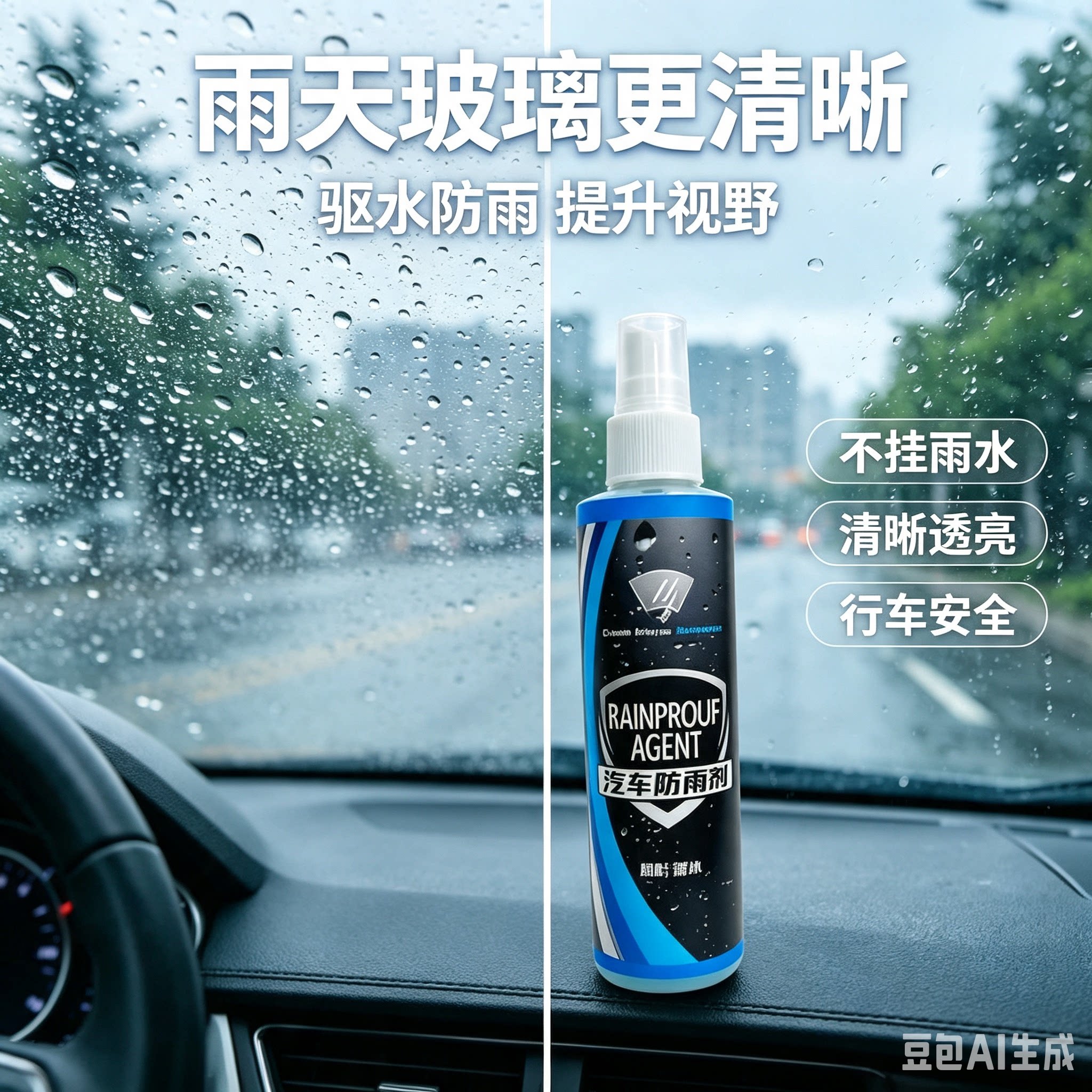 【强效防雨】新款汽车防雨剂玻璃驱水剂一喷一抹不挂雨水清晰XZ